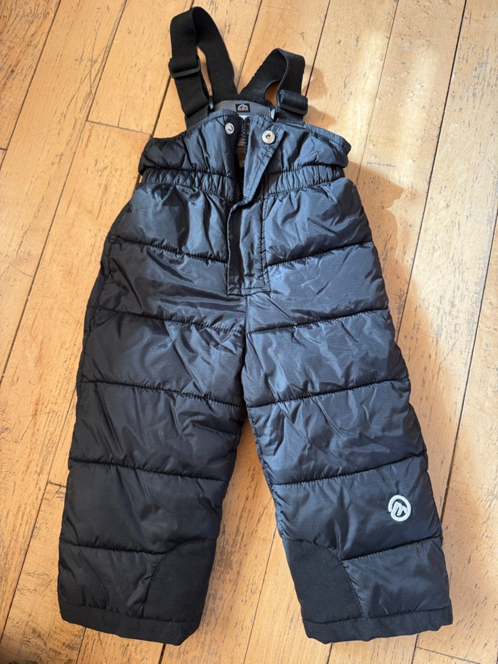 Black Insulated Kids Snow Overalls with Adjustable Straps